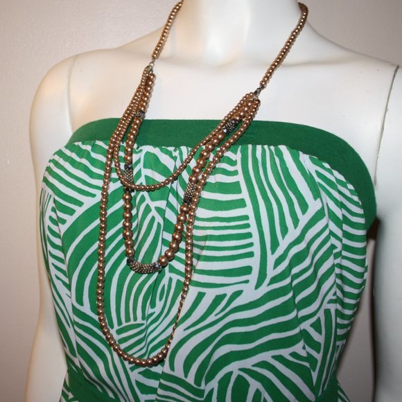 Beautiful dusty rose pearl layered necklace 26"